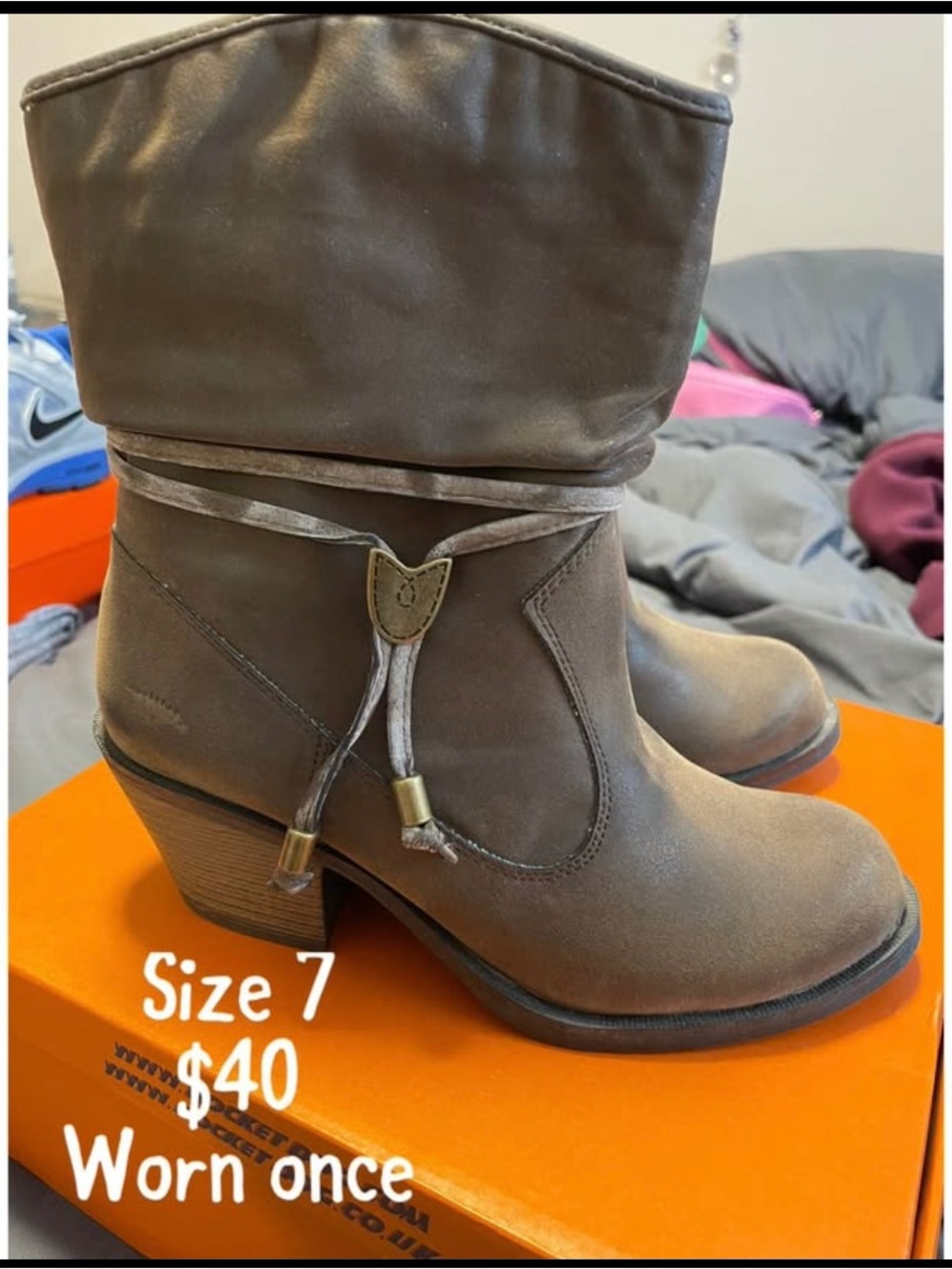 Rocket Dog Brown Wrap Ankle Heeled Boots